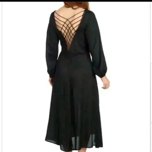 FREE PEOPLE BUTTON DOWN SILKY MIDI DRESS - Picture 3 of 4